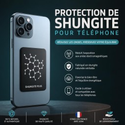 Plaque de protection téléphone Shungite rectangulaire adhésive