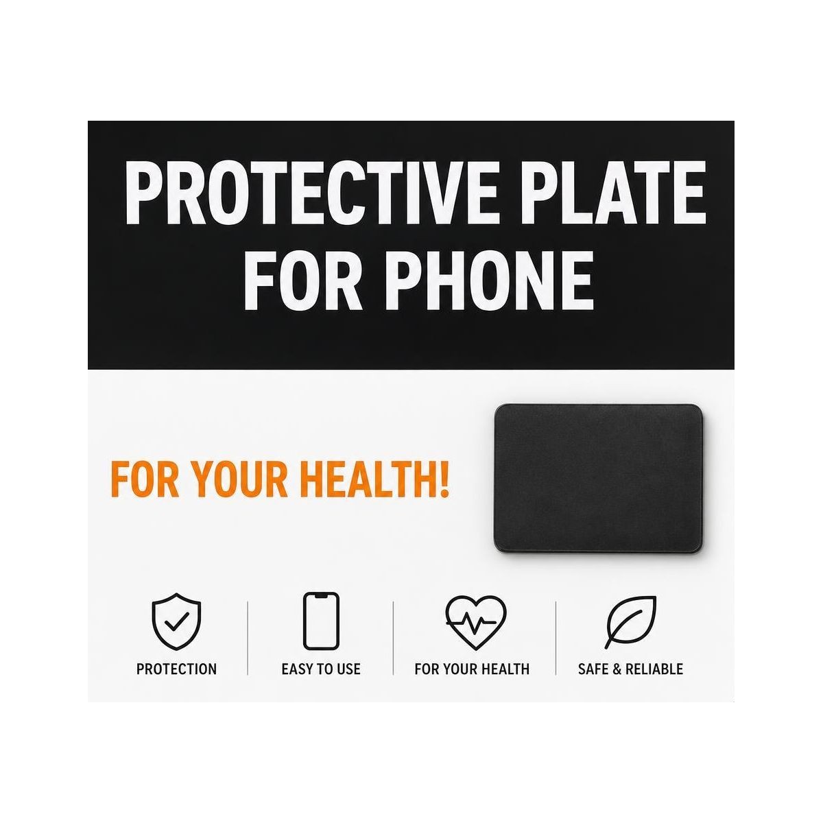 Plaque protection téléphone shungite rectangle - Adhésive - Casa d'éveil.fr