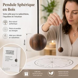 Pendule bois sphérique neutre 30mm
