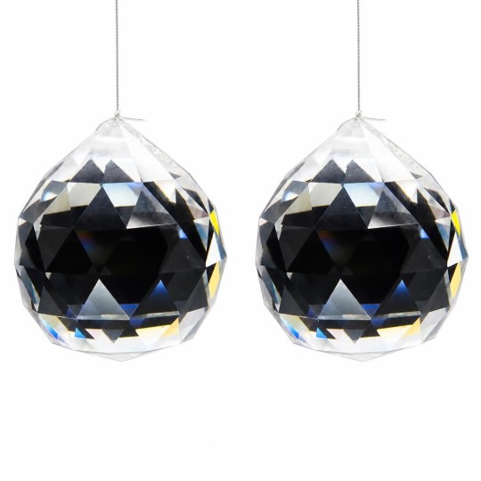 Boule de cristal Feng Shui facetté 50mm x2