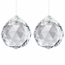 Boule de cristal Feng Shui facetté 68mm x2