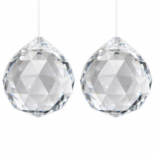 Boule de cristal Feng Shui facetté 68mm x2