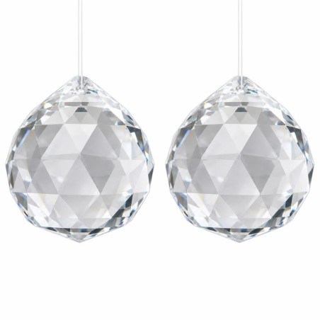Boule de cristal Feng Shui facetté 68mm x2